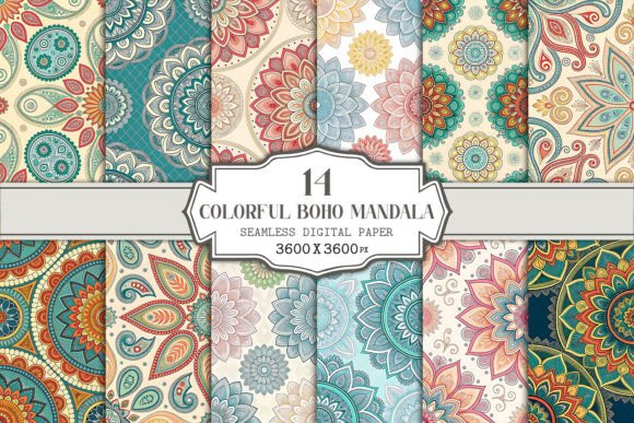 Download Colorful Boho Mandala Seamless Pattern - Boho mandala Collection
